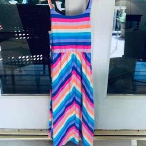 Girls cotton knit bright striped sundress size XS